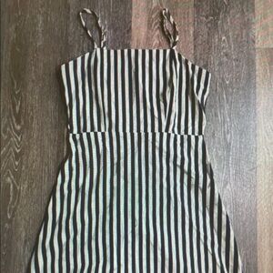 Cotton On Black & White Vertical Stripe Mini Dress